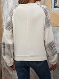 Perfee Plaid Round Neck Long Sleeve Sweatshirt - Trendsi - Flyclothing LLC