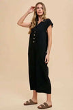 Annie Wear Button Detail Wide Leg Jumpsuit with Pockets - Trendsi - Flyclothing LLC