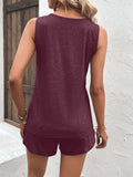 Casual Wide Strap Tank Top and Shorts Set - Trendsi - Flyclothing LLC