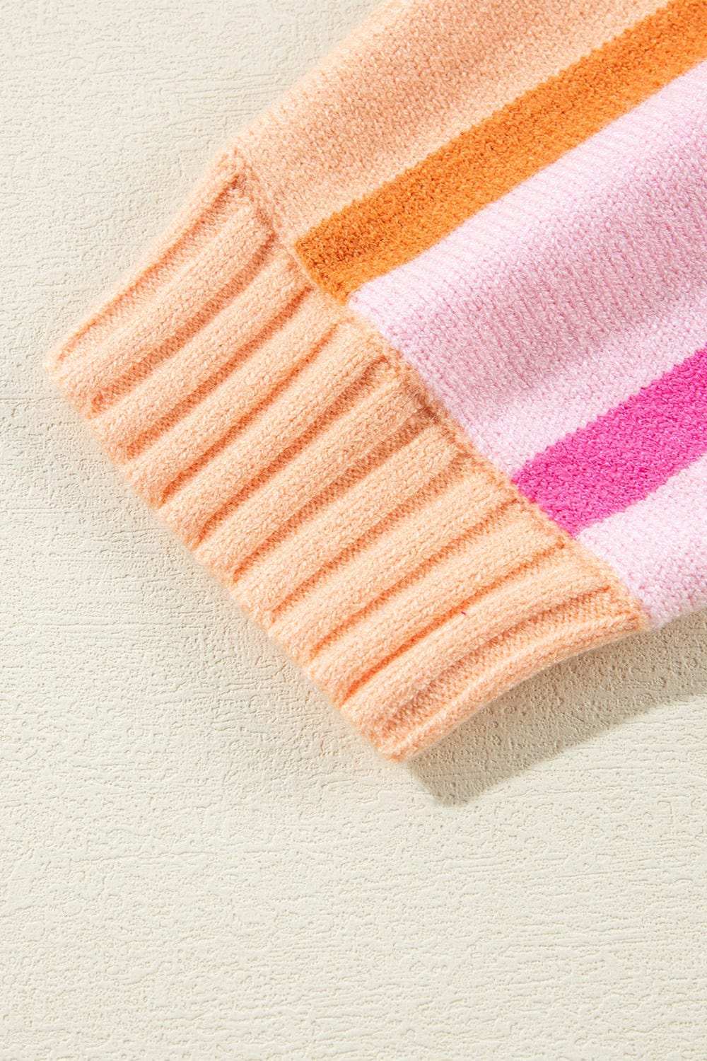 Contrast Striped Round Neck Long Sleeve Knit Top - Trendsi - Flyclothing LLC