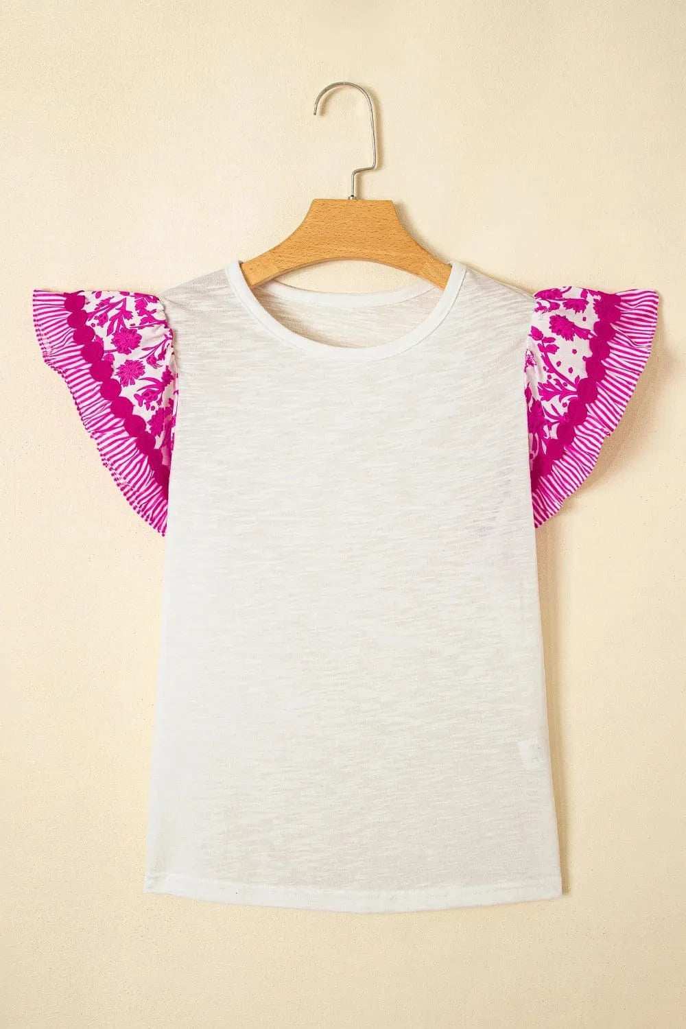 Ruffled Round Neck Cap Sleeve Blouse - Trendsi - Flyclothing LLC