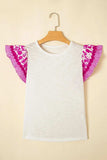 Ruffled Round Neck Cap Sleeve Blouse - Trendsi - Flyclothing LLC