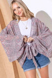 And The Why Sheer Front Tie Knot Oversized Kimono Wrap Cover Up - Trendsi - Flyclothing LLC