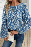 Printed Round Neck Balloon Sleeve Blouse - Trendsi - Flyclothing LLC