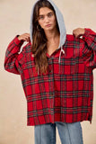 BiBi Brushed Plaid Hooded Jacket - Trendsi - Flyclothing LLC