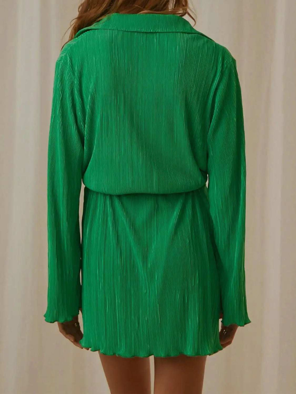 Tied Button Up Long Sleeve Dress - Trendsi - Flyclothing LLC