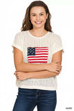 Zenana Viscose American Flag Openwork Knit Top - Trendsi - Flyclothing LLC