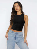 Round Neck Cropped Tank - Trendsi - Flyclothing LLC