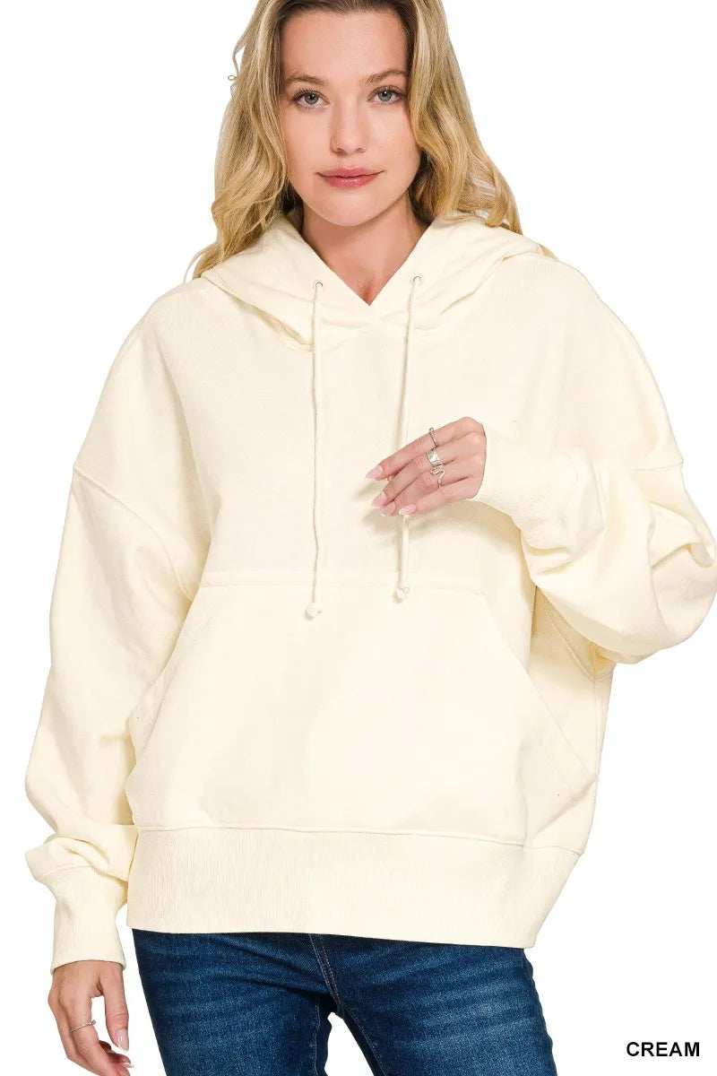 Zenana Oversized Fleece Kangaroo Pocket Hoodie - Trendsi - Flyclothing LLC