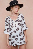 BiBi Leopard Printed V Neck Woven Top with Ruffled - Trendsi - Flyclothing LLC