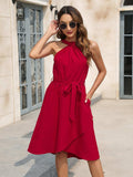 Tied Round Neck Sleeveless Dress - Trendsi - Flyclothing LLC