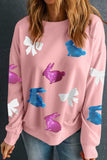 Easter Bunny Bow Knot Sequined Sweatshirt - Trendsi - Flyclothing LLC