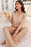 Button Up Long Sleeve Top and Pants Lounge Set - Trendsi - Flyclothing LLC