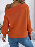 Cable-Knit One Shoulder Long Sleeve Sweater - Trendsi - Flyclothing LLC