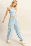 HYFVE Crop Top and Cargo Pants Set - Trendsi - Flyclothing LLC