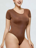 Full Size Round Neck Short Sleeve Bodysuit - Trendsi - Flyclothing LLC