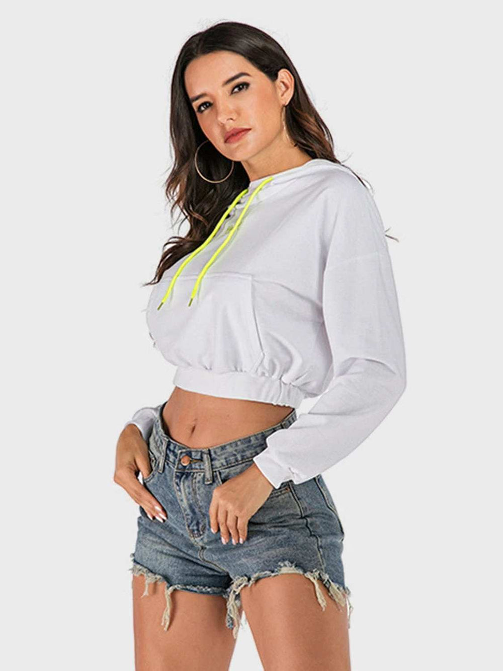 Perfee Drawstring Letter Long Sleeve Hoodie - Trendsi - Flyclothing LLC