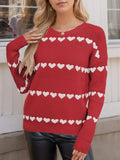 Heart Round Neck Long Sleeve Sweater - Trendsi - Flyclothing LLC