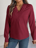 V-Neck Long Sleeve Blouse - Trendsi - Flyclothing LLC