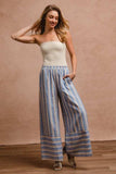 BiBi Striped Wide Leg Pants with Pockets - Trendsi - Flyclothing LLC