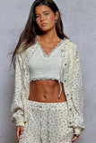 POL Floral Balloon Sleeve Hooded Lace Jacket with Stitch Detail - Trendsi - Flyclothing LLC