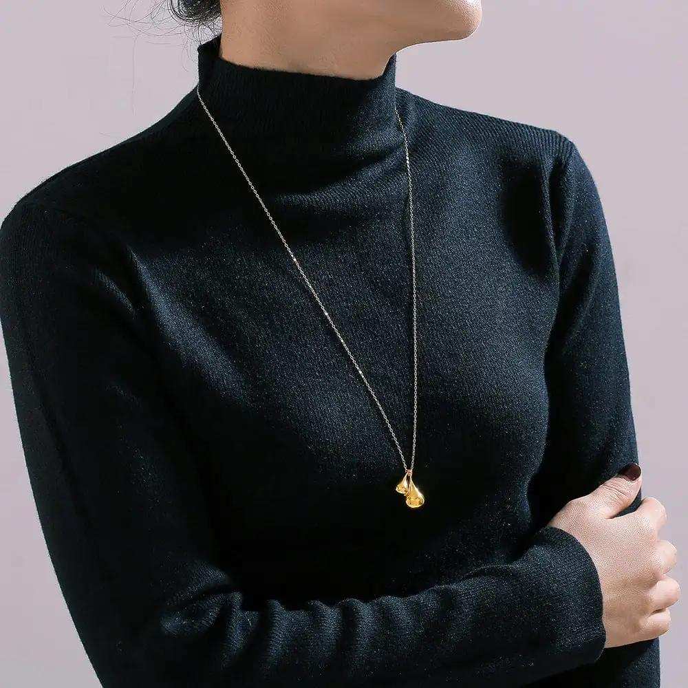 Stainless Steel Water Drop Shape Pendant Necklace - Trendsi - Flyclothing LLC
