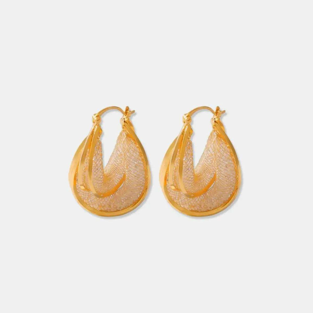 Copper Glass Stone U Shape Earrings - Trendsi - Flyclothing LLC