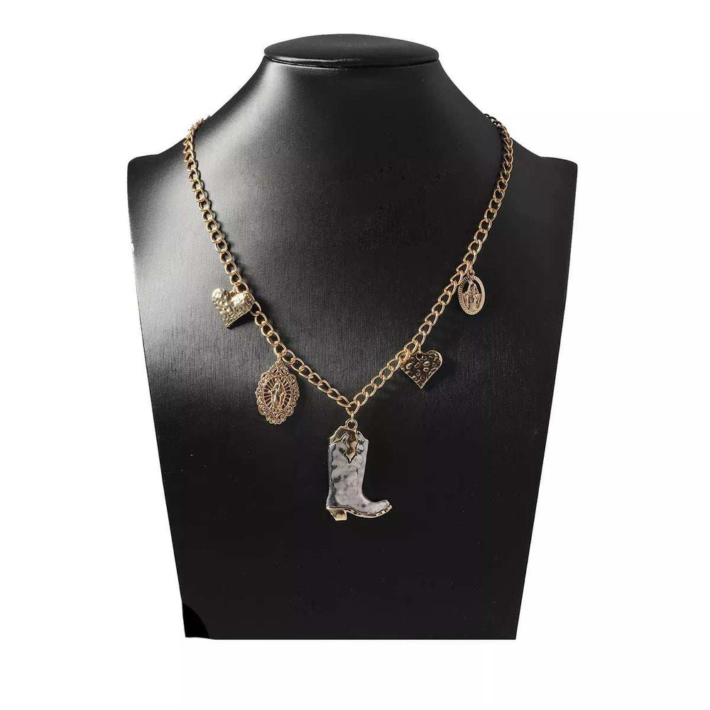18K Gold-Plated Boots Charm Necklace - Trendsi - Flyclothing LLC