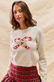 SO ME Christmas Candy Cone Cropped Sweater - Trendsi - Flyclothing LLC