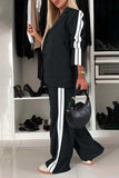 Full Size Contrast Lapel Collar Top and Pants Set - Trendsi - Flyclothing LLC