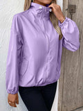Pocketed Zip Up Long Sleeve Jacket - Trendsi - Flyclothing LLC
