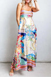 Smocked Back Printed Square Neck Maxi Cami Dress with Pockets - Trendsi - Flyclothing LLC