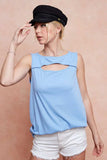 BiBi Soft Rib Knit with Cut Out Front Sleeveless Top - Trendsi - Flyclothing LLC