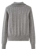 Cable-Knit Half Zip Long Sleeve Sweater - Trendsi - Flyclothing LLC