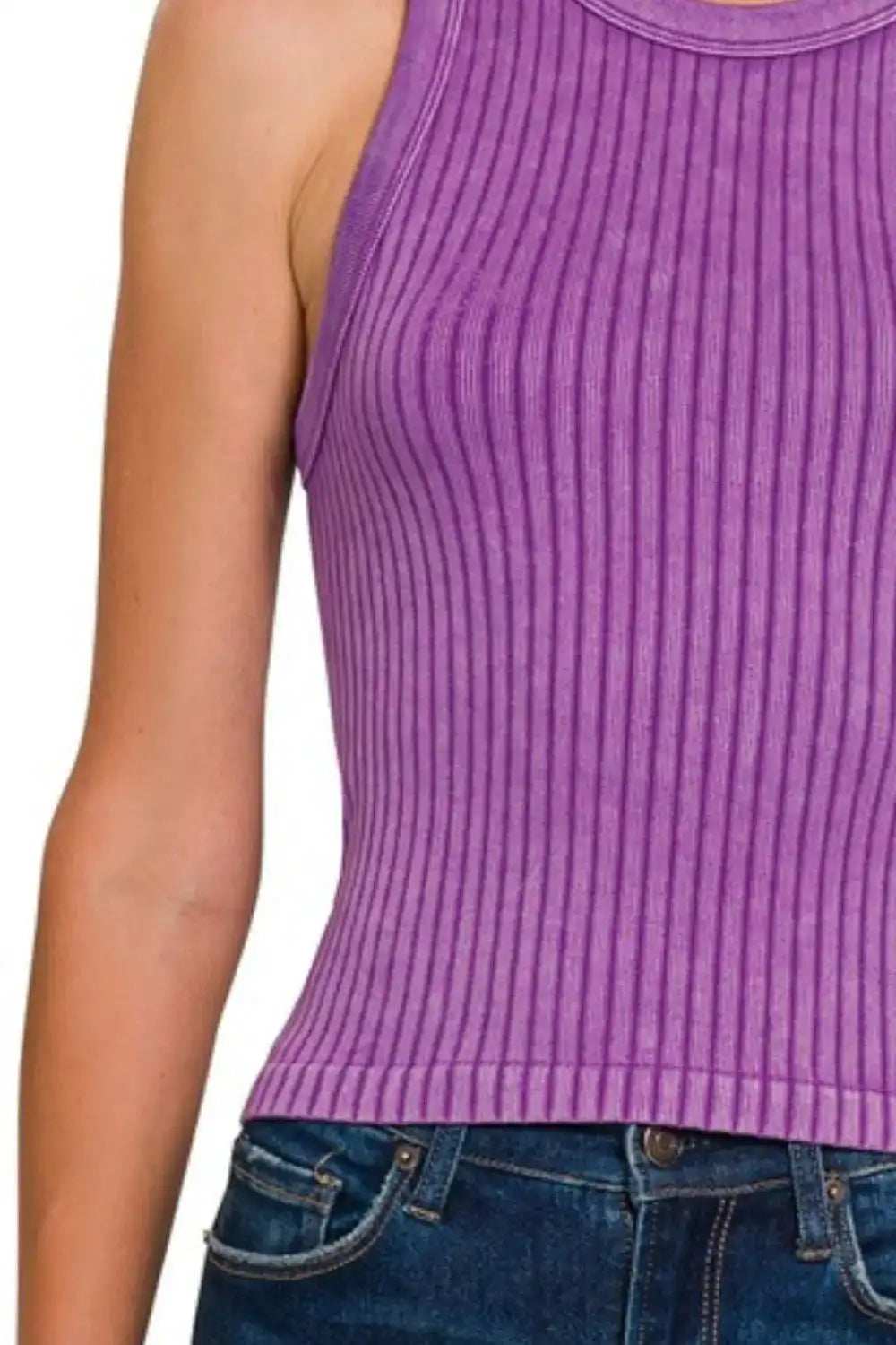 Zenana Ribbed Washed Seamless Tank Top - Trendsi - Flyclothing LLC