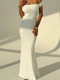 Backless Off-Shoulder Bodycon Mermaid Maxi Dress - Trendsi - Flyclothing LLC