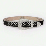 PU Leather Inlaid Rhinestone Belt - Trendsi - Flyclothing LLC