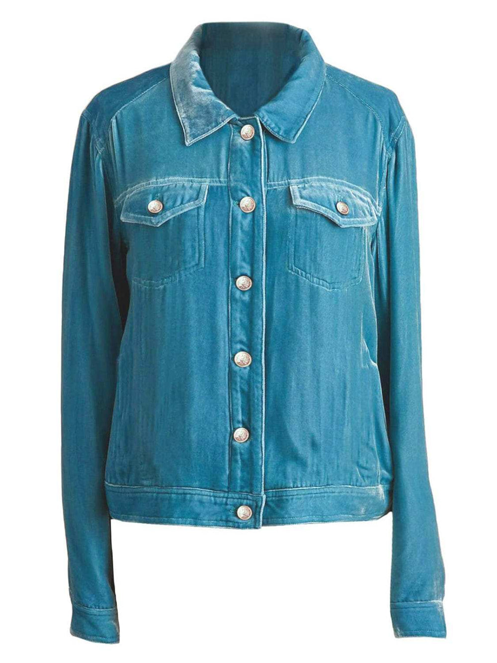 Button Up Long Sleeve Jacket with Chest Pockets - Trendsi - Flyclothing LLC