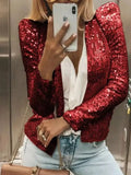 Full Size Sequin Long Sleeve Jacket Plus Size - Trendsi - Flyclothing LLC