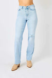 Judy Blue Full Size High Waist Distressed Straight Jeans - Trendsi - Flyclothing LLC
