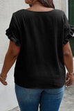 Plus Size Ruffled Round Neck Short Sleeve Blouse - Trendsi - Flyclothing LLC