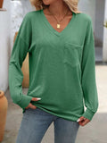 V-Neck Long Sleeve T-Shirt - Trendsi - Flyclothing LLC