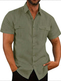 Men's Plus Size Collared Neck Short Sleeve Shirt - Trendsi - Flyclothing LLC