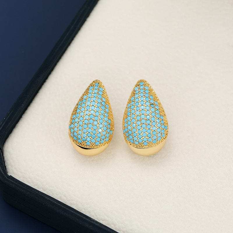 18K Gold-Plated Zircon Teardrop Earring - Trendsi - Flyclothing LLC