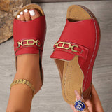 Open Toe Sandals with Metal Chain Decor - Trendsi - Flyclothing LLC