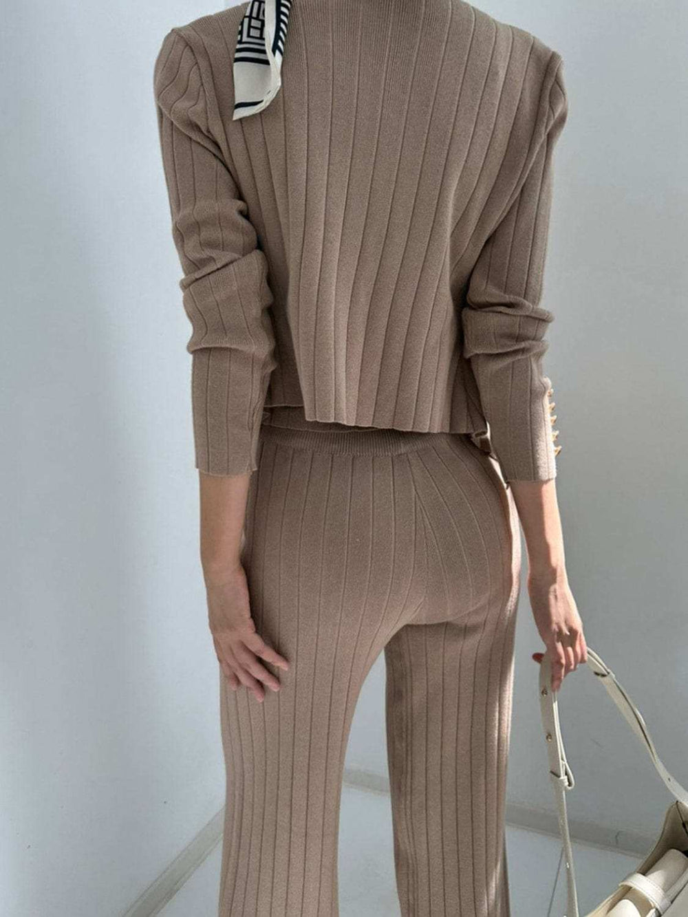 V-Neck Tank, Cardigan and Pants Three-Piece Sweater Set - Trendsi - Flyclothing LLC