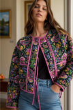 Tied Printed Long Sleeve Jacket - Trendsi - Flyclothing LLC