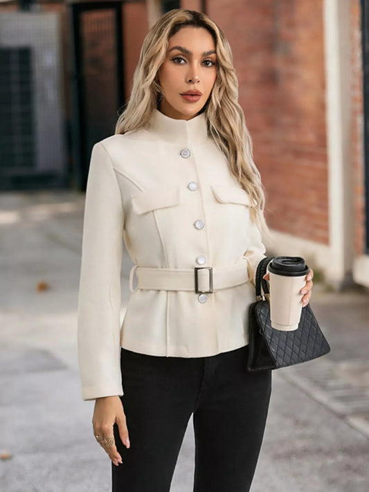 Belt Button-Up Outerwear - Trendsi - Flyclothing LLC