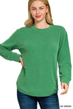 Zenana Full Size Raised Rib Round Neck Long Sleeve Top Plus Size - Trendsi - Flyclothing LLC