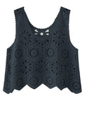 Openwork Round Neck Knit Vest - Trendsi - Flyclothing LLC